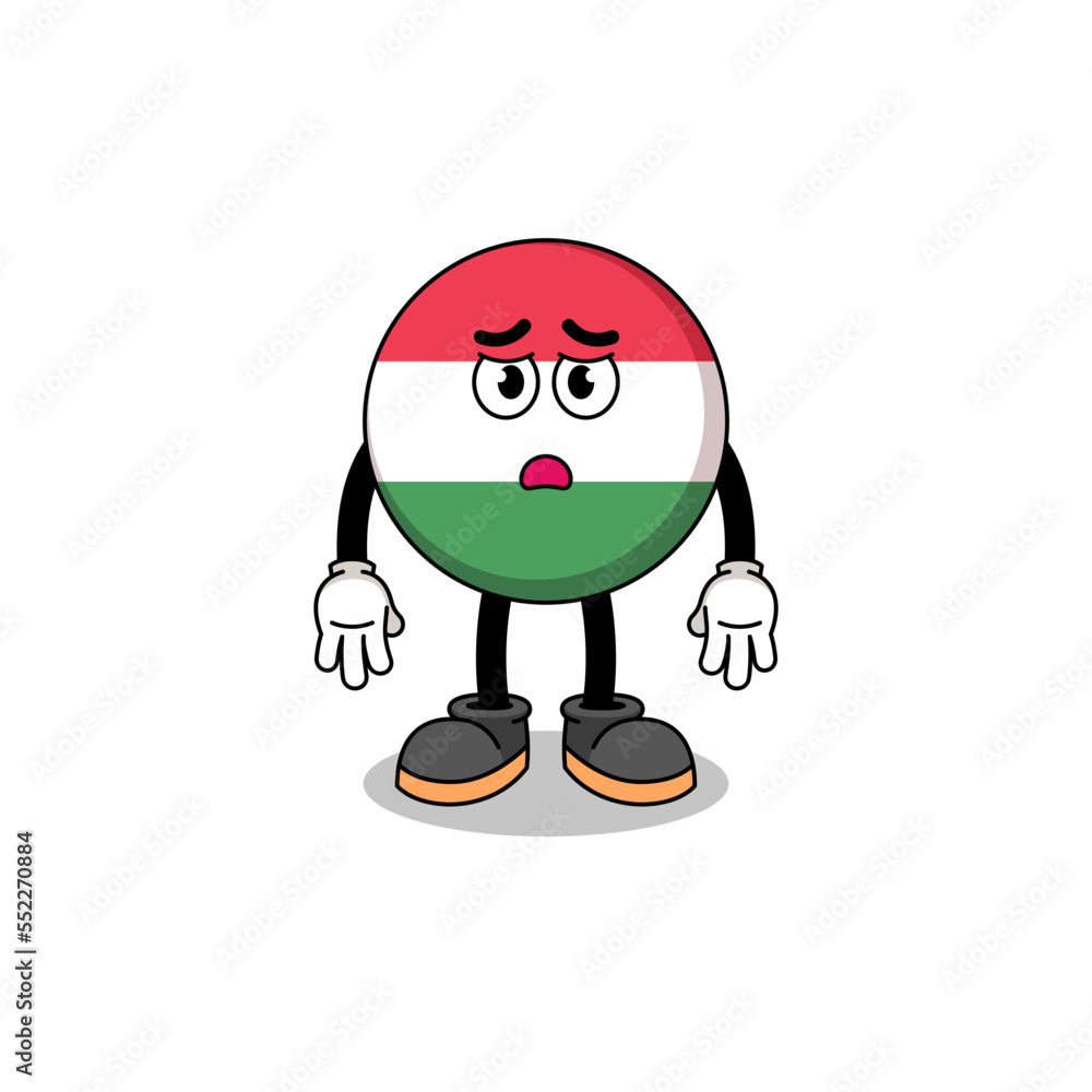 hungary flag cartoon illustration with sad face hungary flag cartoon illustration with sad face