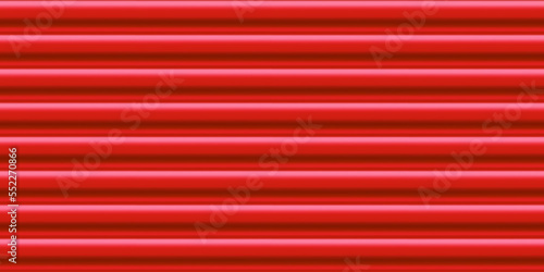 Red corrugated iron sheets seamless pattern of fence or warehouse wall. Zink galvanized steel profiled panels. Metal wave sheet. Vector illustration. Aluminium container