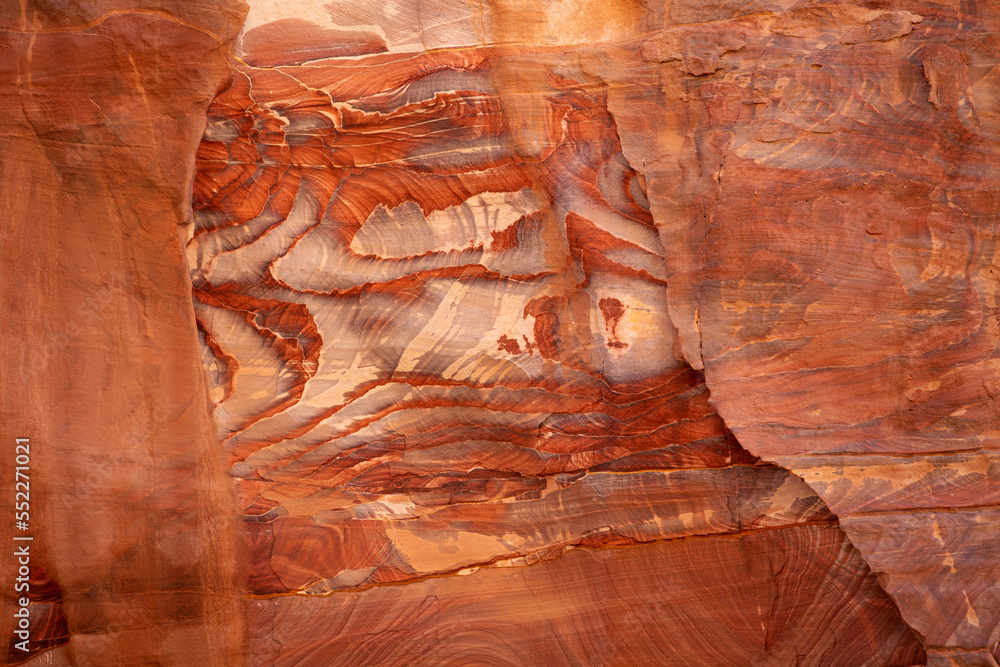 Multi-colored sandstone rock and mineral layers in ancient tombs of ...