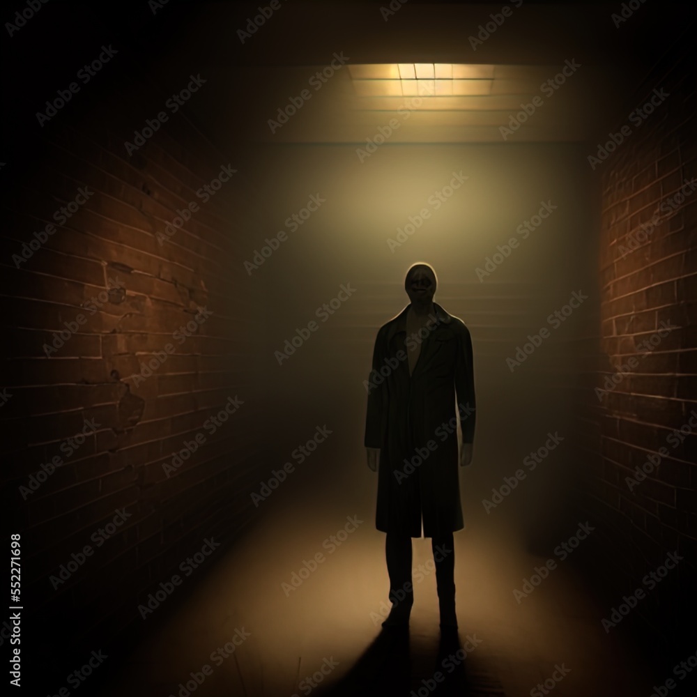 A shadowy figure in a fog. A shadowy figure in a fog.