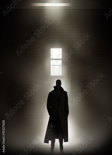 A shadowy figure in a fog.