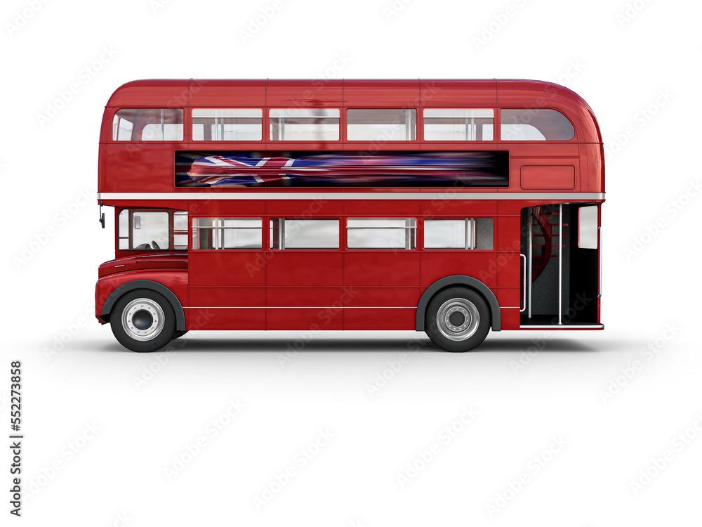 Double decker bus in side view - isolated