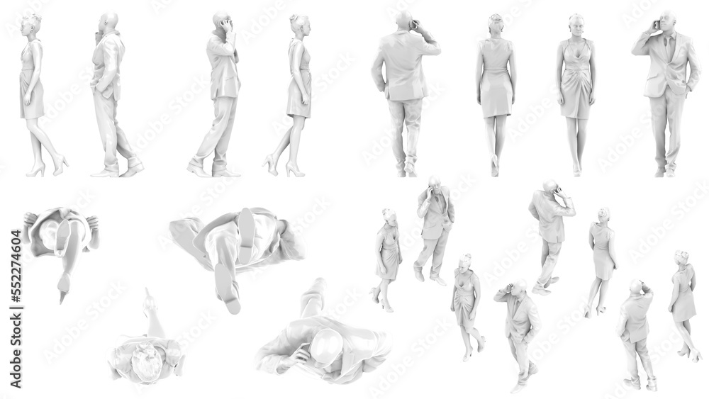 3D High Poly Humans - SET3 Monochromatic - Parallel Views 3D High Poly Humans - SET3 Monochromatic - Parallel Views