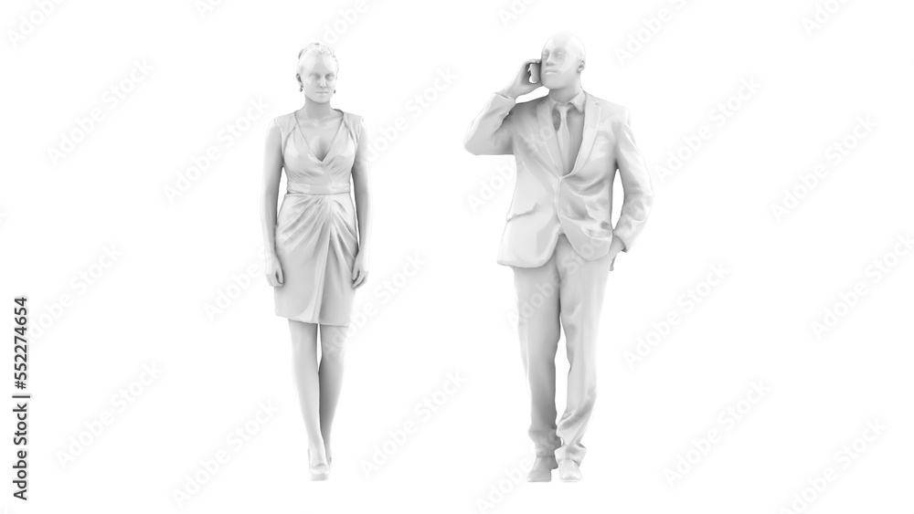 3D High Poly Humans - SET3 Monochromatic - Front View