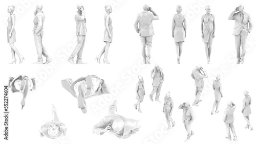 3D High Poly Humans - SET3 Monochromatic - Parallel Views