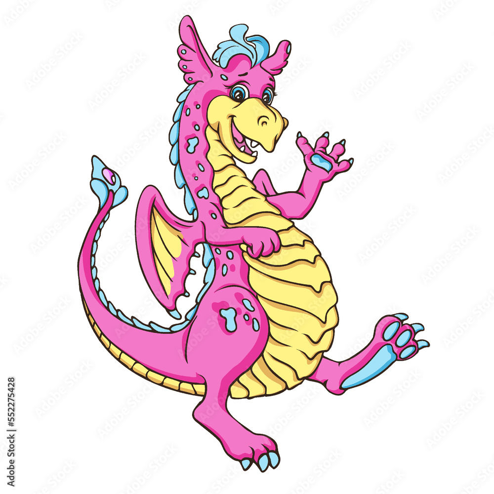 Naklejka premium Pinc cute dragon. Vector image.