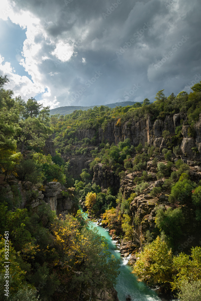 Turquoise mountain river in the Tazi Canyon, Turkey