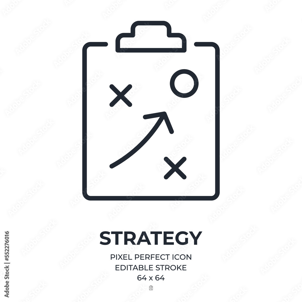 Strategy editable stroke outline icon isolated on white background flat vector illustration. Pixel perfect. 64 x 64. Strategy editable stroke outline icon isolated on white background flat vector illustration. Pixel perfect. 64 x 64.