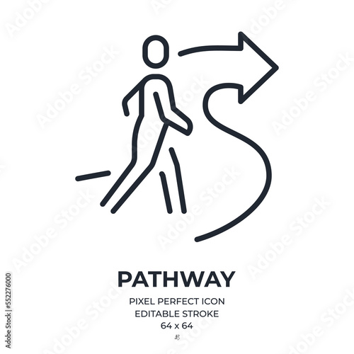 Pathway concept editable stroke outline icon isolated on white background flat vector illustration. Pixel perfect. 64 x 64.