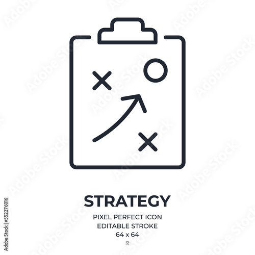 Strategy editable stroke outline icon isolated on white background flat vector illustration. Pixel perfect. 64 x 64.
