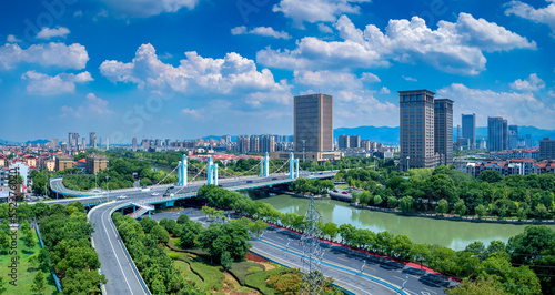 Urban environment of the Best Bridge in Yuyao City  Zhejiang Province  China