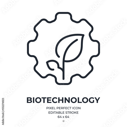 Esg, biotechnology and environment concept  editable stroke outline icon isolated on white background flat vector illustration. Pixel perfect. 64 x 64.