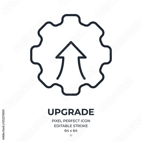 Upgrade and growth concept editable stroke outline icon isolated on white background flat vector illustration. Pixel perfect. 64 x 64.