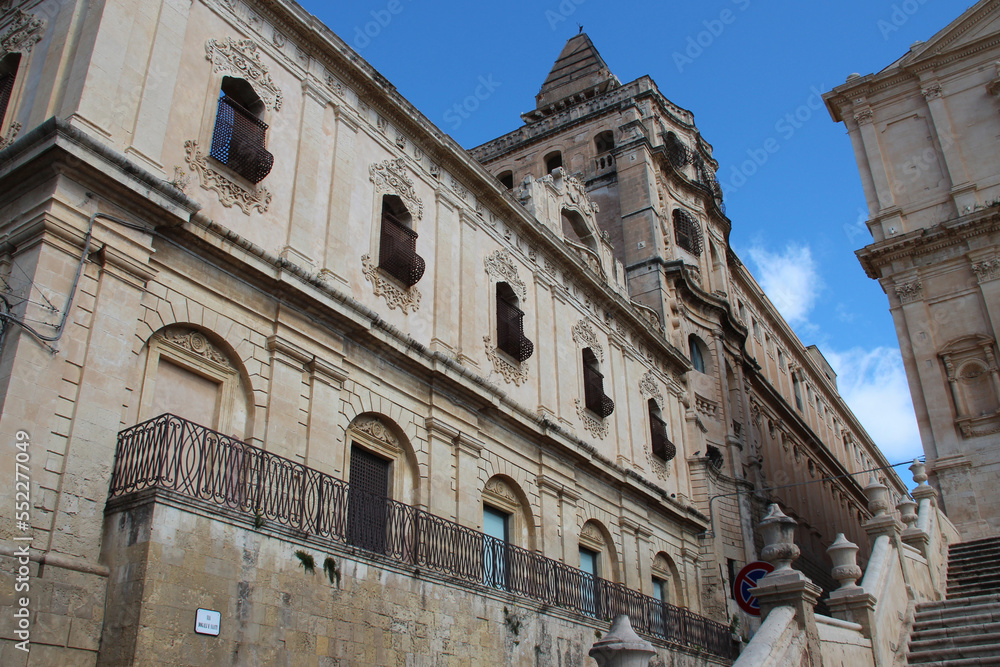 baroque monastery and church (san francesco d'assisi all'immacolata) in noto in sicily (italy)