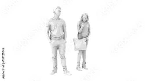 3D High Poly Humans - SET4 Monochromatic - Perspective View 4