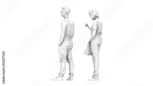 3D High Poly Humans - SET4 Monochromatic - Left View