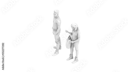 3D High Poly Humans - SET4 Monochromatic - Isometric View 2