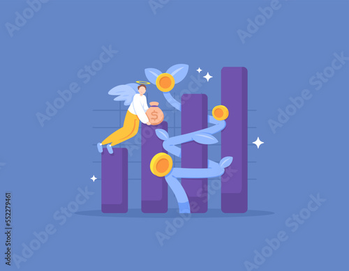 angel investors, venture capital, investing. increase sales, revenue, and profits. a kind investor provides capital for the company and to develop the business. illustration concept design. element