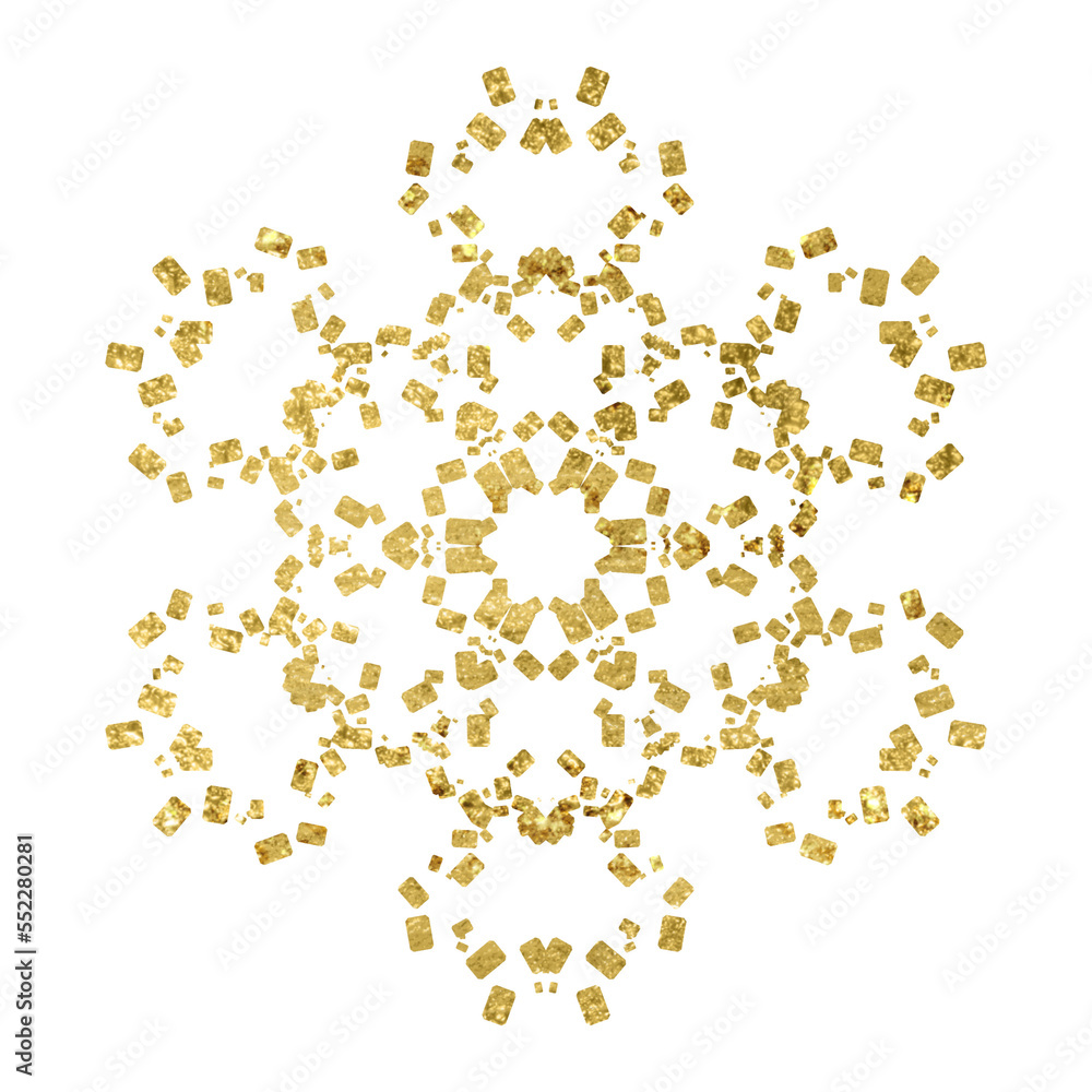 Gold Glitter Snowflake Mandala Pattern