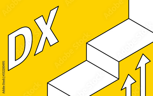 DXでの成長イメージ、ステップアップ、階段、アイソメトリック