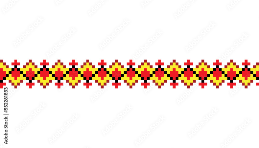 Fototapeta premium Ukrainian traditional embroidery. Pattern for cross stitching decoration. Cross-stitch traditional folk. Vector illustration of ethnic seamless ornamental geometric design