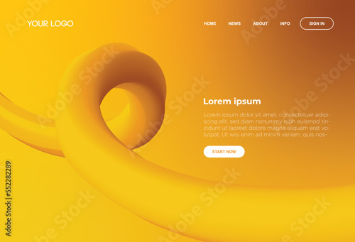 Abstract yellow motion fluid wave background for landing page 