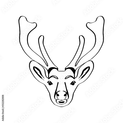 Maral. A deer's head drawn with a single line. An image of a Christmas deer. A festive deer. Background for postcards, banners, covers, albums, mobile screensavers, scrapbooking, advertising, blogs.