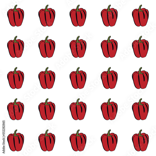 A simple doodle illustration of bright juicy sweet pepper. Sweet Bulgarian pepper.