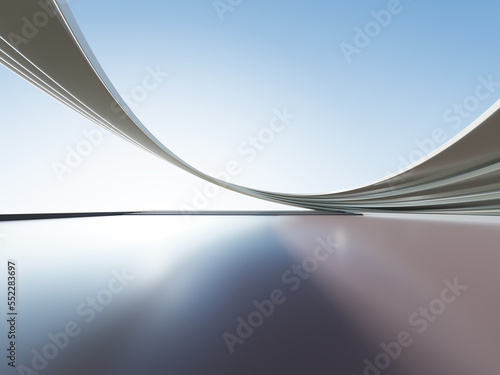 3d render of abstract futuristic architecture with empty concrete floor.