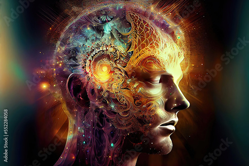 Esoteric spiritual akashic meditation and enlightment concept illustration  Generative AI 