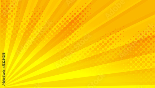 Yellow comic background with sun burst and dot halftone