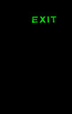 green neon exit panel with light on a dark black background in vertical