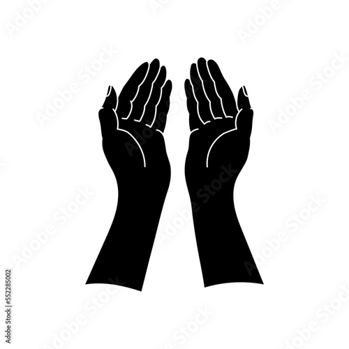 Palms give gesture silhouette. Vector illustration