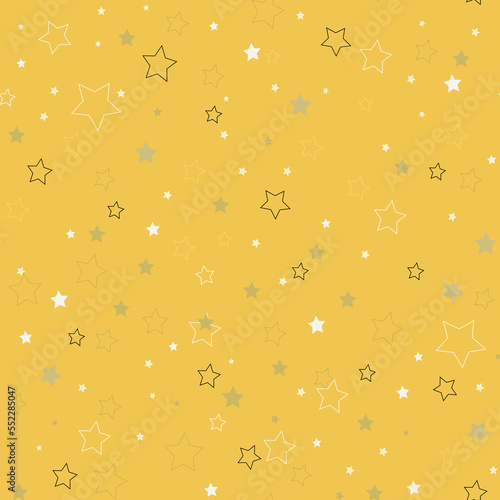 Star seamless pattern. Festive starry golden background. Print for textiles, paper, packaging, bags, wallpapers and decor vector illustration
