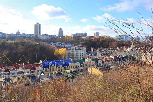  Panorama of Vozdvizhenka district in Old Town of Kyiv, Ukraine photo