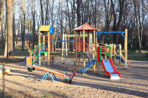 Colorful playground in autumn day