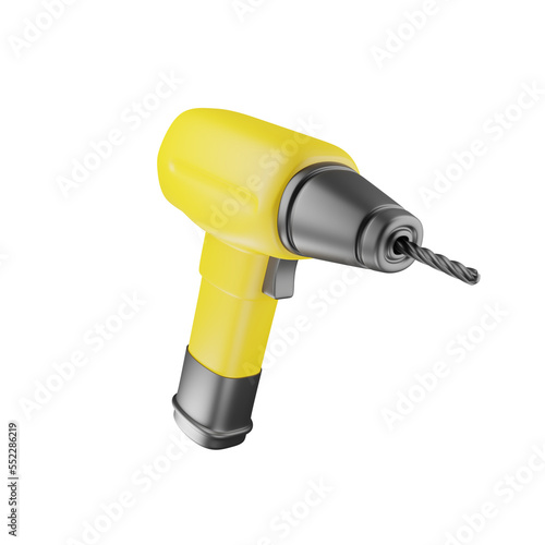 Cordless yellow drill screwdriver tool 3d.