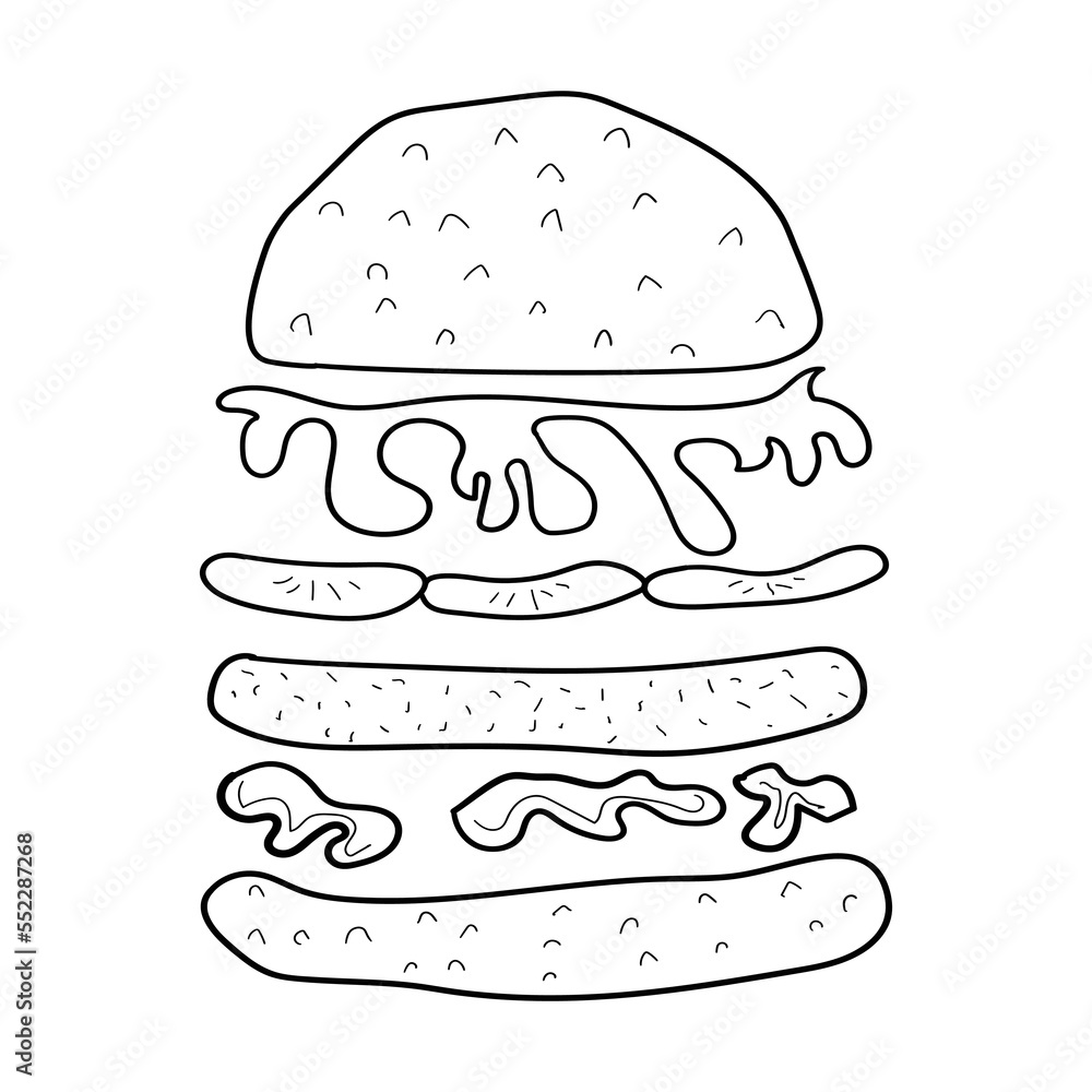 Burger icon in flat style. Hamburger icon on white isolated background. Cheeseburger business concept. Burger icon in flat style. Hamburger icon on white isolated background. Cheeseburger business concept.