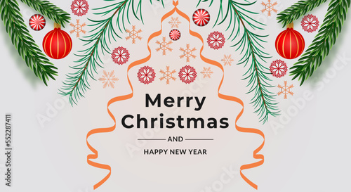 Merry Christmas & Happy New Year Editable Illustration Design Template Vector Background. Christmas & New Year Social Media Post/Banner Design For Sale Concept.