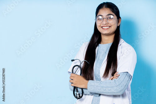 Obraz na płótnie portrait of happy young female medical student
