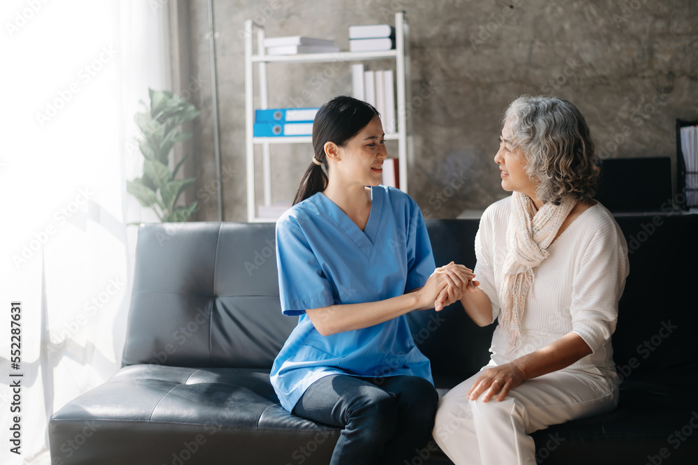 The doctor holds the patient’s. hand Healthcare and medical concept.. The doctor holds the patient’s. hand Healthcare and medical concept..