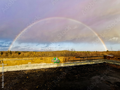 Rainbow on abandoned building