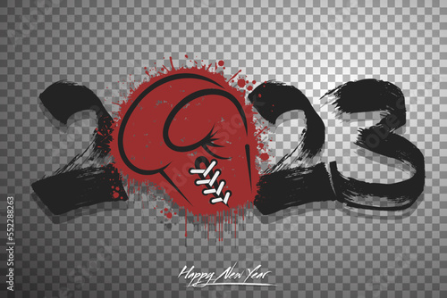 Happy New Year 2023 and boxing glove