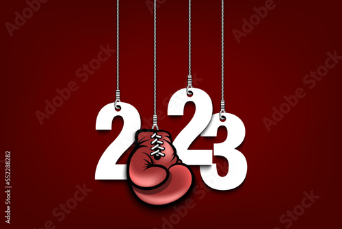 Happy New Year 2023 and boxing glove