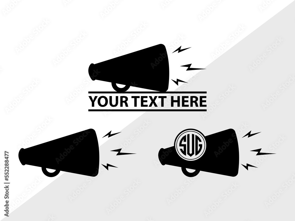Cheer Megaphone Monogram, Cheer Megaphone Silhouette, Cheer Svg
