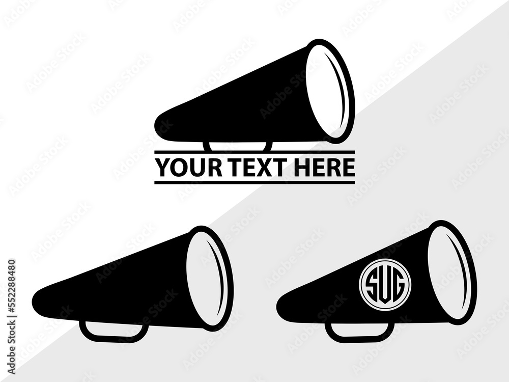 Cheer Megaphone Monogram, Cheer Megaphone Silhouette, Cheer Svg