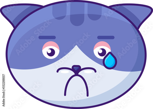 Cat crying expression cute facial emoji vector