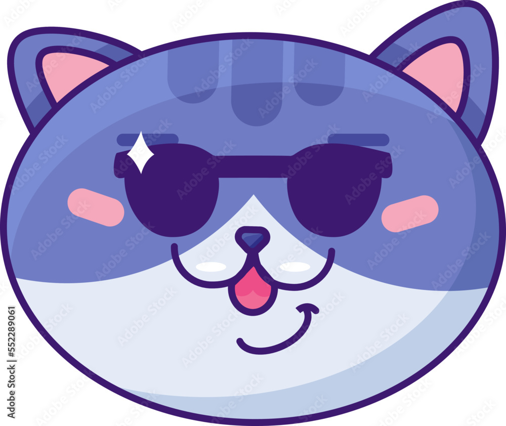 Cat emoji smiling and wearing sunglasses vector Cat emoji smiling and wearing sunglasses vector