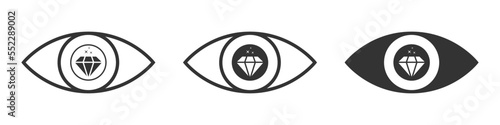 Diamond in the eye icon. Vector illustration.