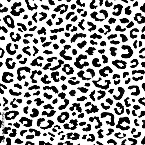 animal print. black and white leopard spots seamless pattern. animal pattern. leopard print. good for fabric, fashion, summer dress, fur, coat, textile, background, wallpaper.